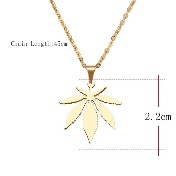 ✨ Refine Maple Leaves Delicate Dainty 14K Gold Plated Necklace, EVGG1079 - Picture 4 of 6
